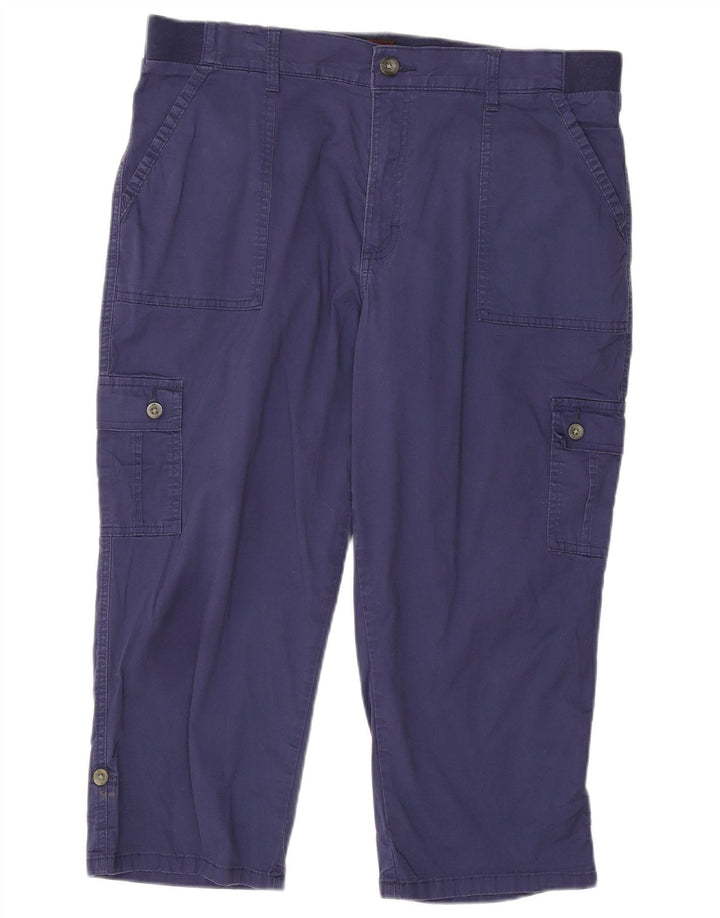 Pantaloni capri cargo cargo da donna a vita alta LEE US 18 2XL W36 L21 Blu navy