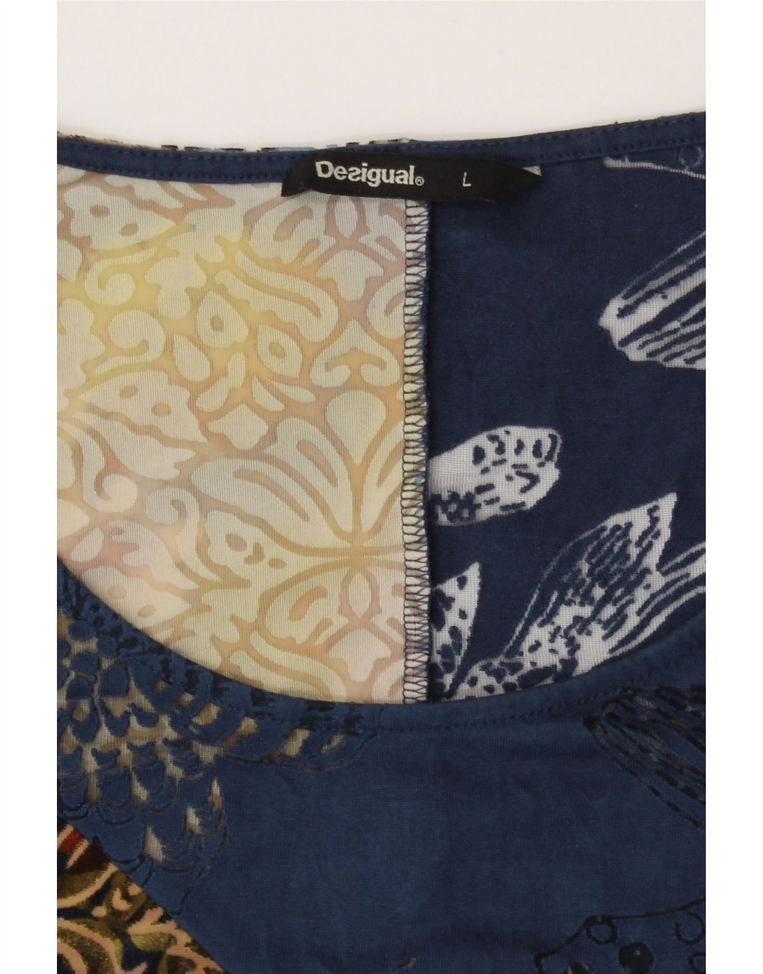 Desigual Donna Top Oversize Manica 3/4 UK 16 Grande Floreale Multicolore