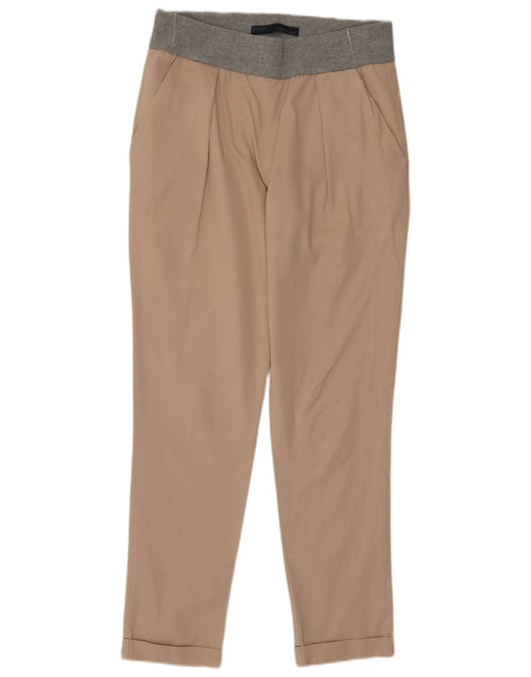 Pantaloni chino slim da donna Zara piccoli W26 L27 cotone color block beige