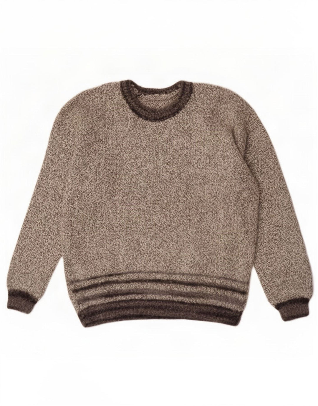 Maglione vintage da uomo con scollo a barca a righe grigio medio