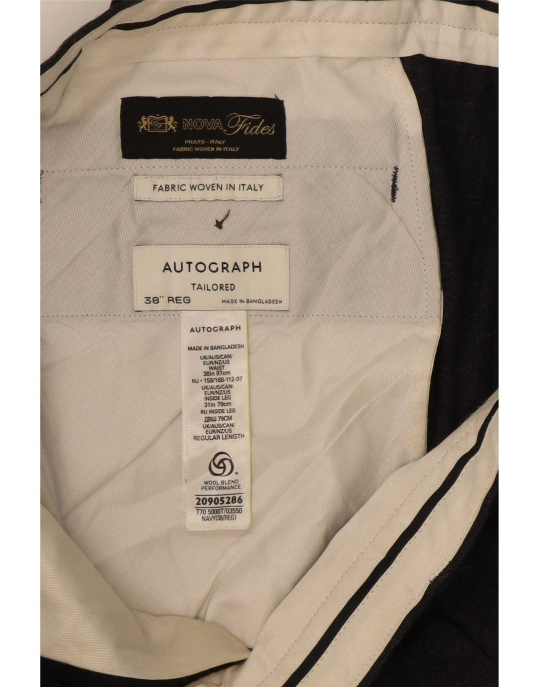 Pantaloni chino autografi da uomo Marks & Spencer W38 L31 blu navy