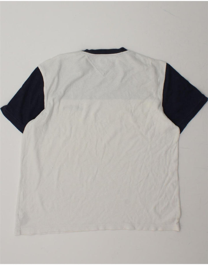 TOMMY HILFIGER Mens T-Shirt Top Small White Colourblock Cotton Vintage Tommy Hilfiger and Second-Hand Tommy Hilfiger from Messina Hembry 