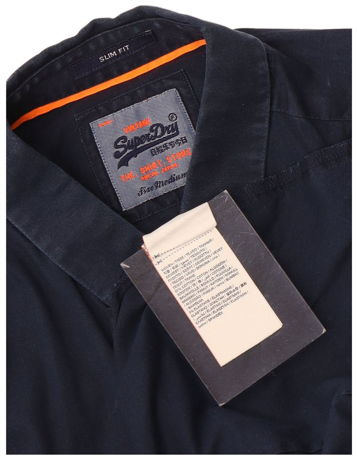 Camicia slim fit da uomo Superdry in cotone blu navy medio