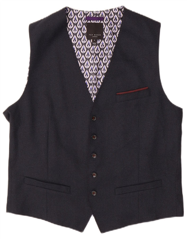 Gilet da uomo TED BAKER taglia 5 XL poliestere floreale blu navy