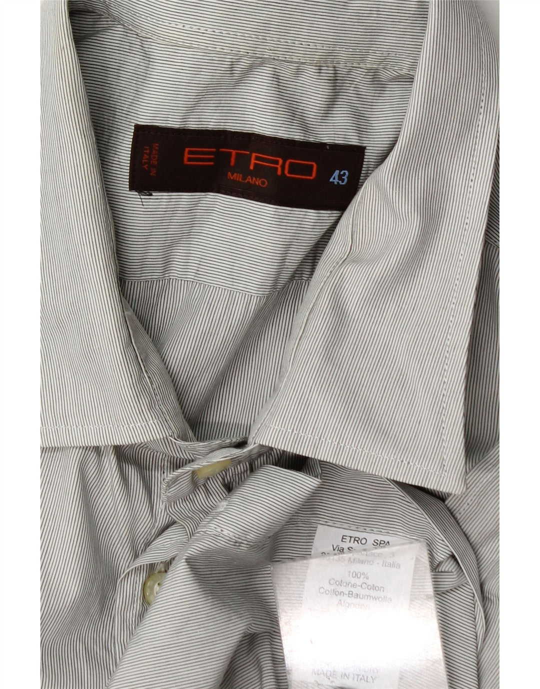 Camicia Etro Uomo Taglia 43 XL Cotone Gessato Grigio