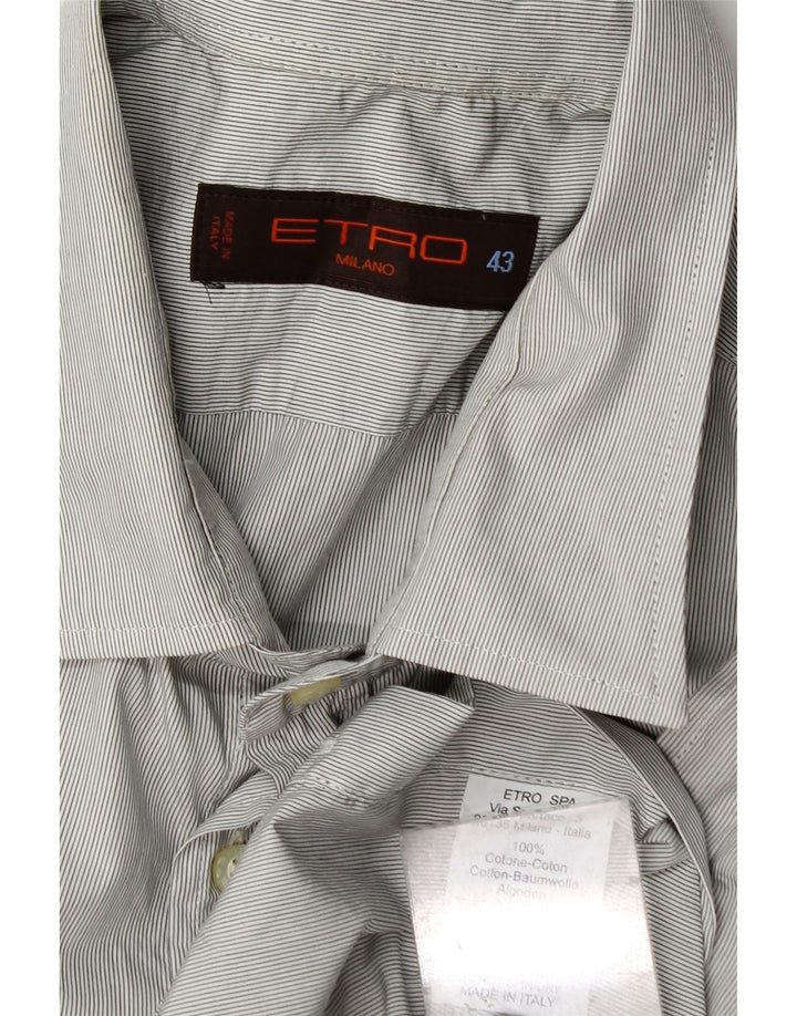 Camicia Etro Uomo Taglia 43 XL Cotone Gessato Grigio