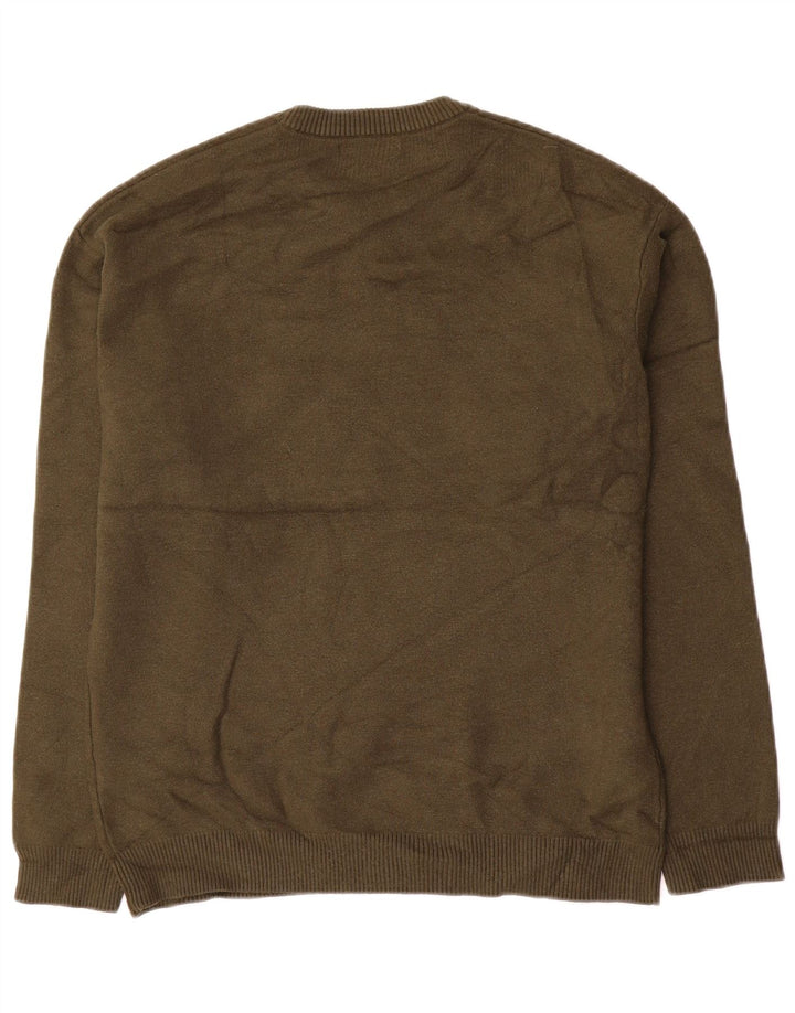 Zara Maglione girocollo da uomo in viscosa color kaki medio