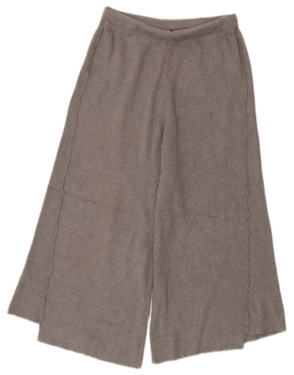 Pantaloni Capri a gamba larga in maglia da donna Zara UK 8 Small W25 L19 Grigio