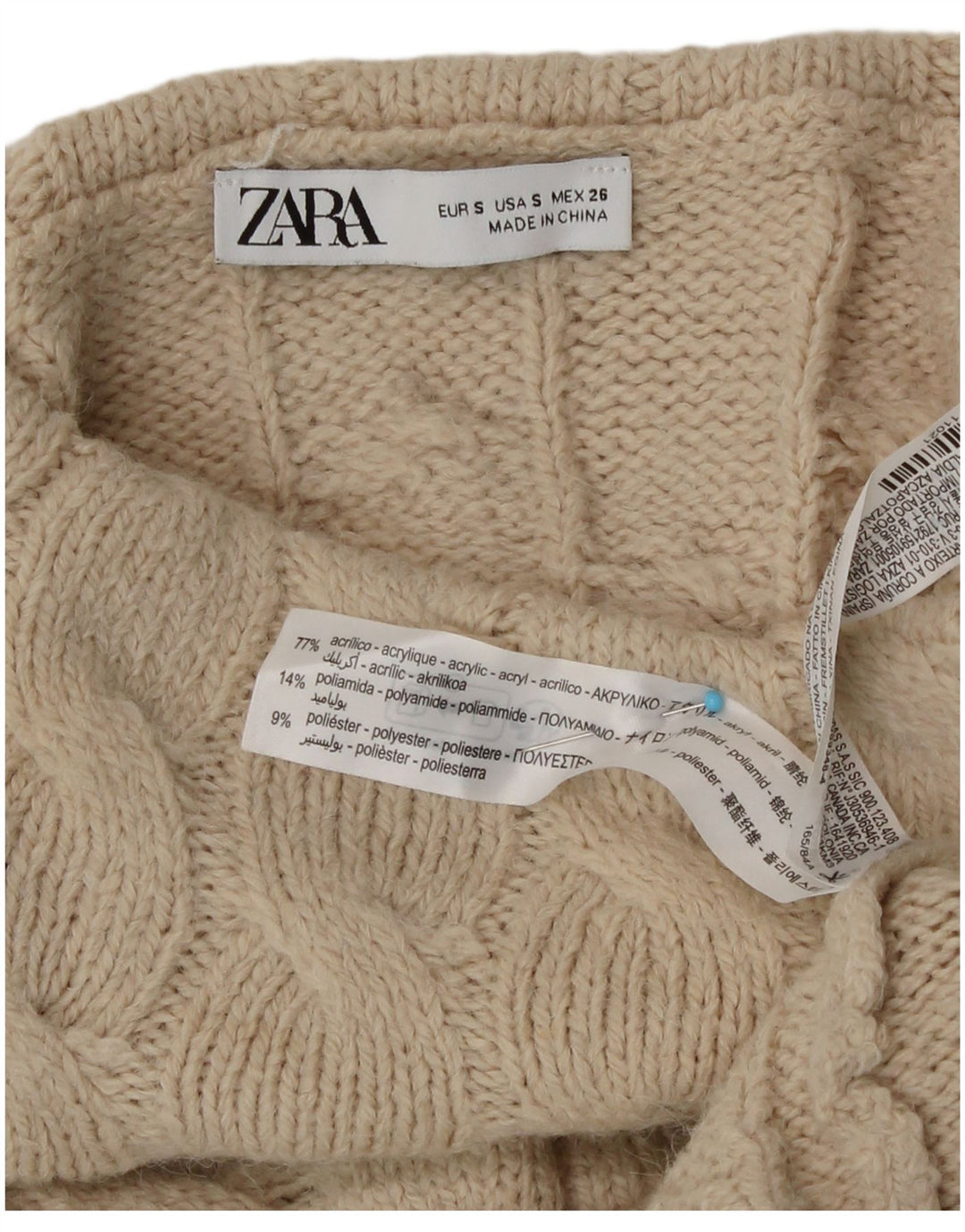 Maglione maglione collo alto da donna Zara UK 10 piccolo beige