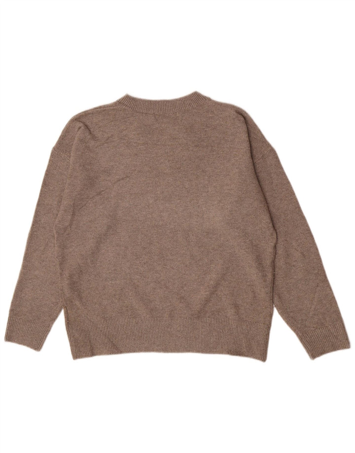 Maglione con scollo a V da donna Marks & Spencer UK 14 Poliestere grigio medio