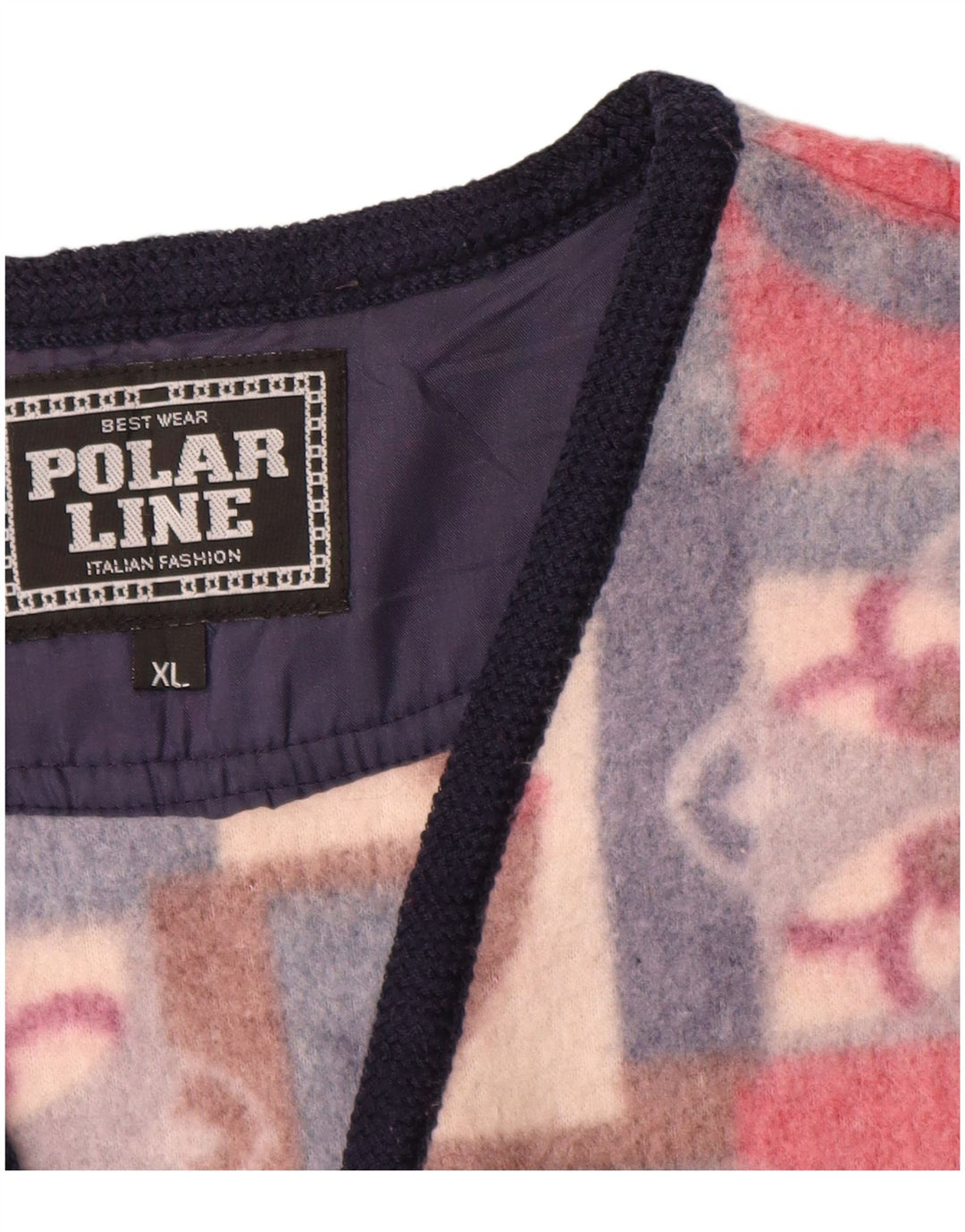 Gilet in pile da uomo VINTAGE UK 42 XL Poliestere Fair Isle multicolore