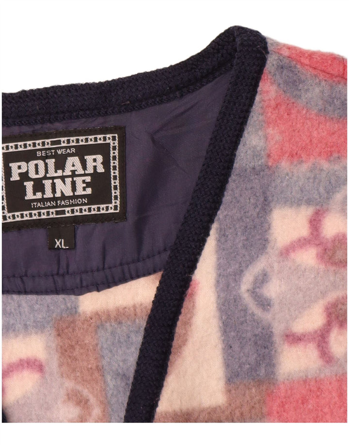 Gilet in pile da uomo VINTAGE UK 42 XL Poliestere Fair Isle multicolore