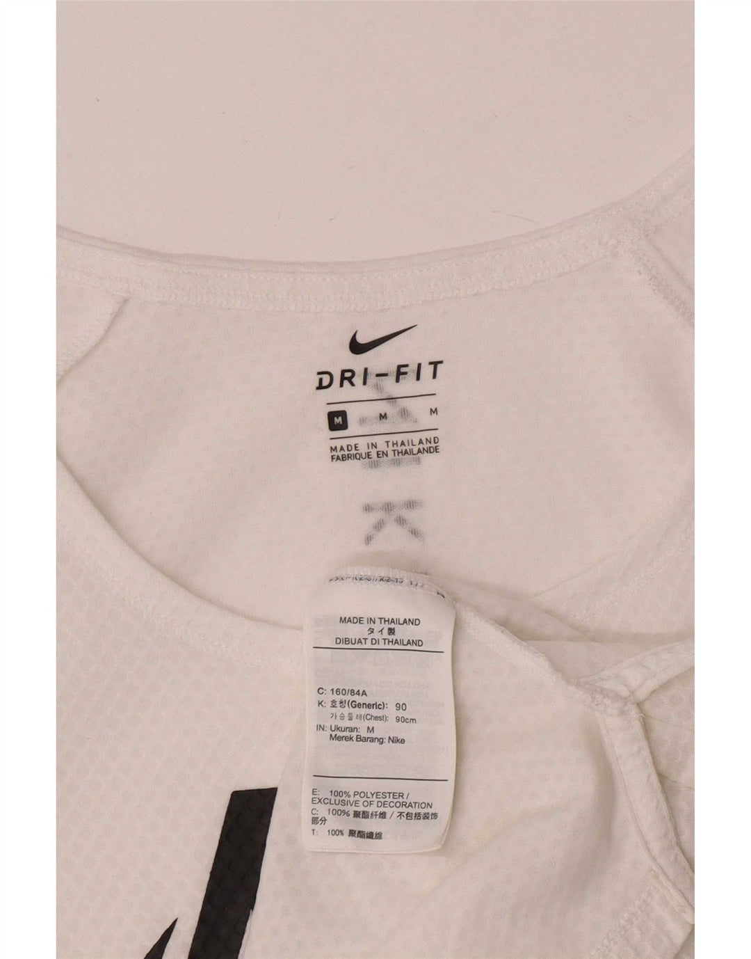 T-shirt grafica Nike Dri Fit da donna, taglia UK 14, poliestere bianco sporco medio