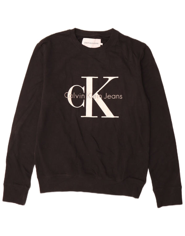 Calvin Klein Jeans Felpa grafica da uomo Maglione medio cotone nero