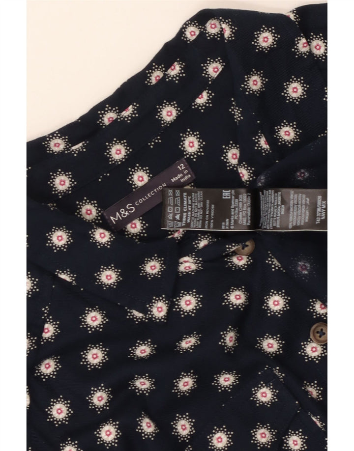 Camicetta da donna Marks & Spencer UK 12 Viscosa floreale blu navy media