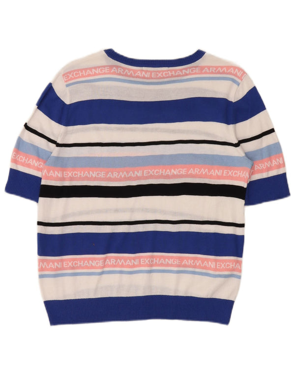 Armani Exchange Maglione da donna con scollo a barca con grafica UK 14 Medio Multic