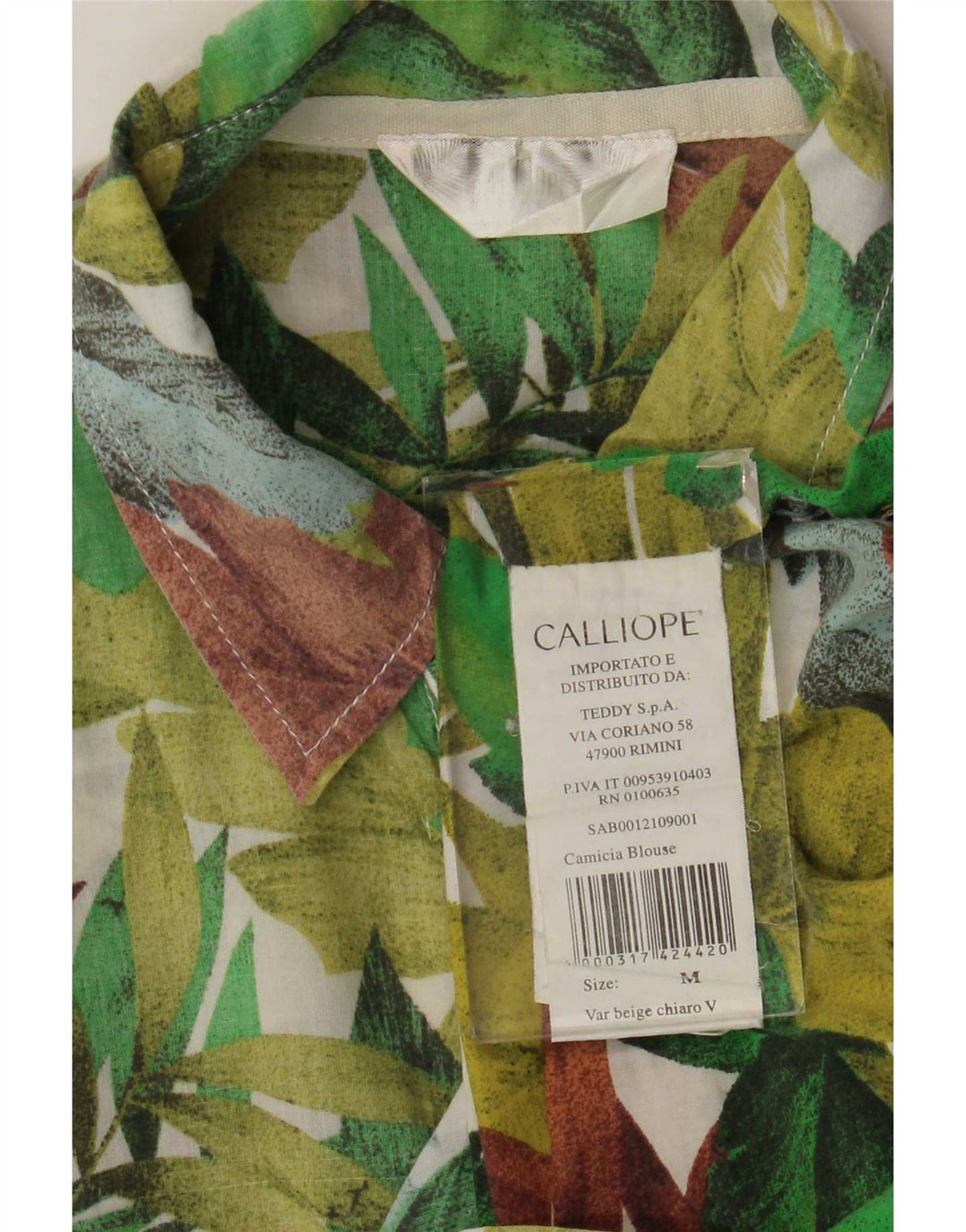 Camicia da uomo a maniche corte Calliope in cotone floreale verde medio