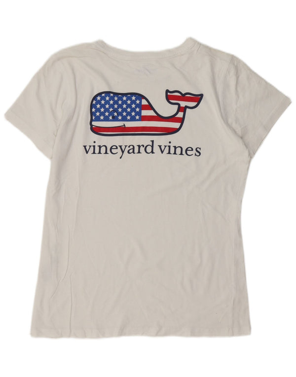 VINEYARD VINES T-shirt grafica da donna Top UK 10 piccola in cotone bianco