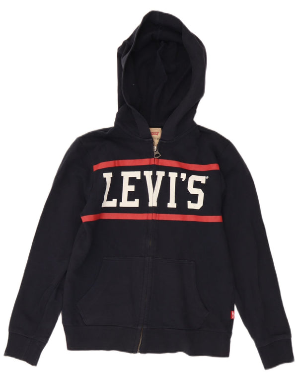 Maglione con cappuccio e zip grafica per ragazzi Levi's 11-12 anni in cotone blu navy