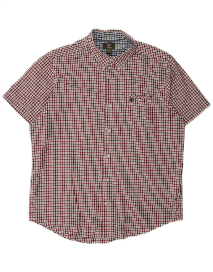 Camicia Timberland da uomo a maniche corte vestibilità regolare XL nylon a quadri rosso