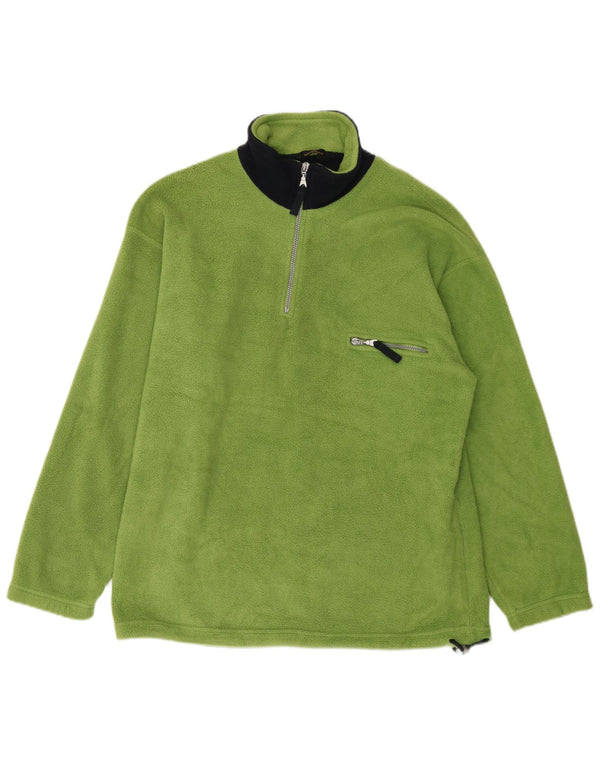 Maglione in pile da uomo Marks & Spencer con zip e collo grande color block verde
