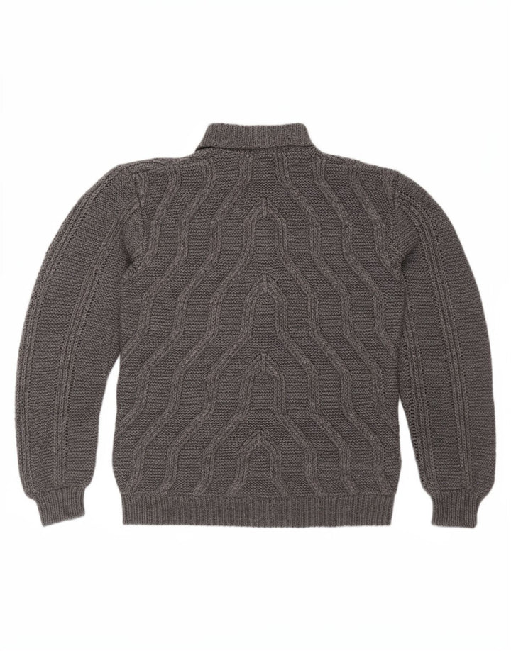 Maglione vintage da uomo con collo dolcevita grigio medio geometrico