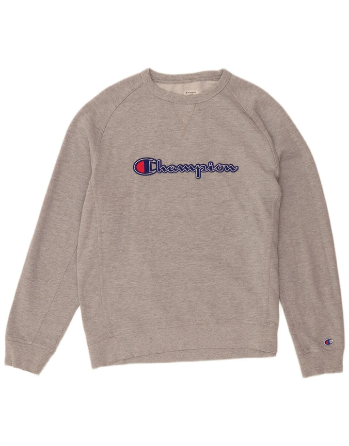 Felpa grafica da uomo Champion Jumper XL in cotone grigio