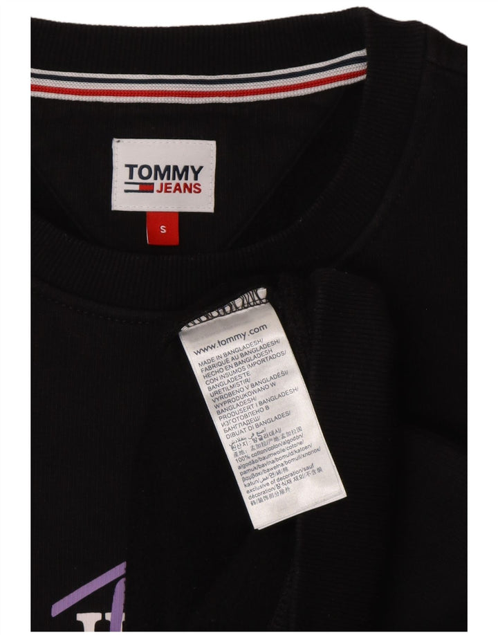 TOMMY HILFIGER Felpa con grafica da donna Maglione UK 10 Small Nero