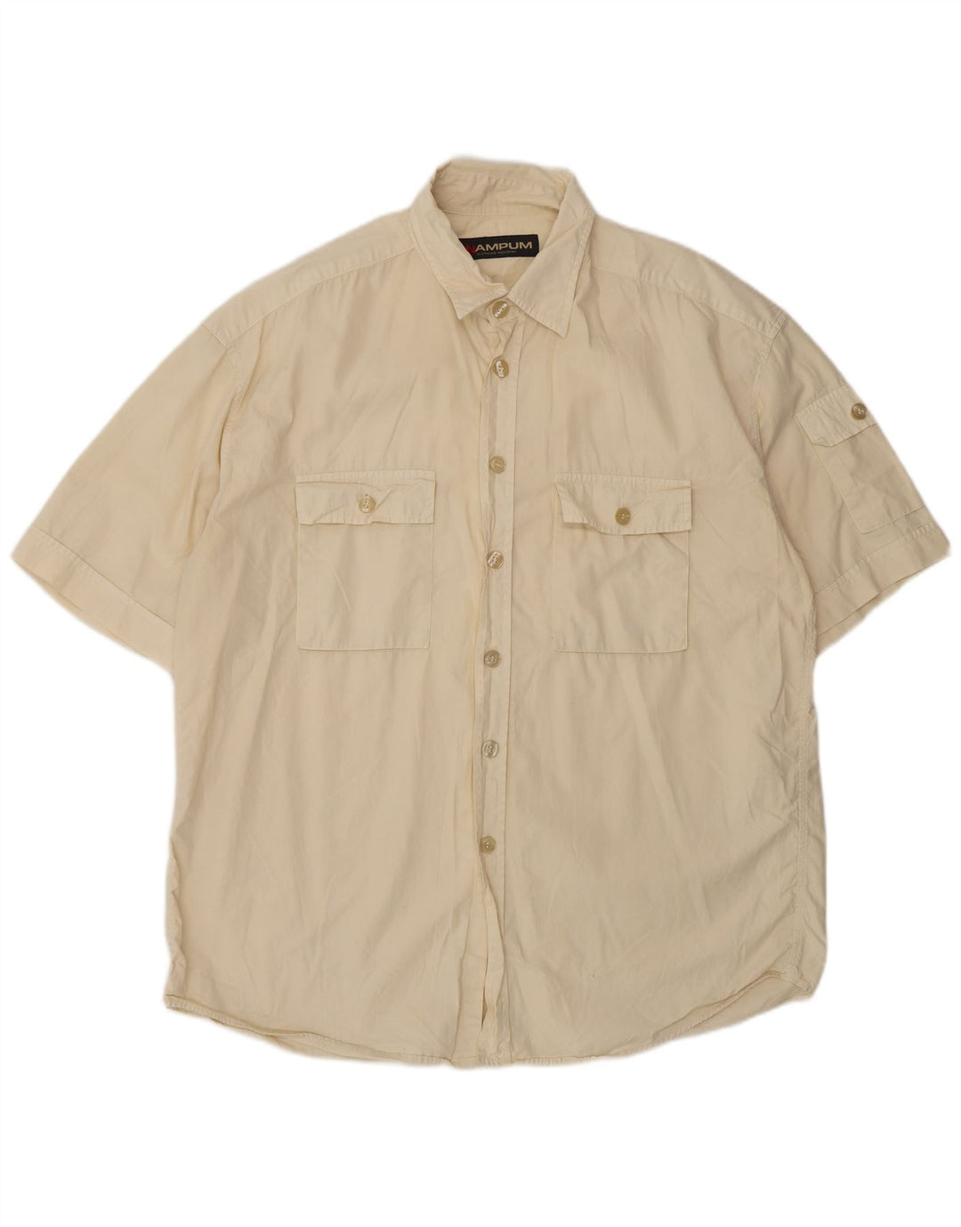 Camicia a maniche corte da uomo Wampum XL in cotone bianco sporco