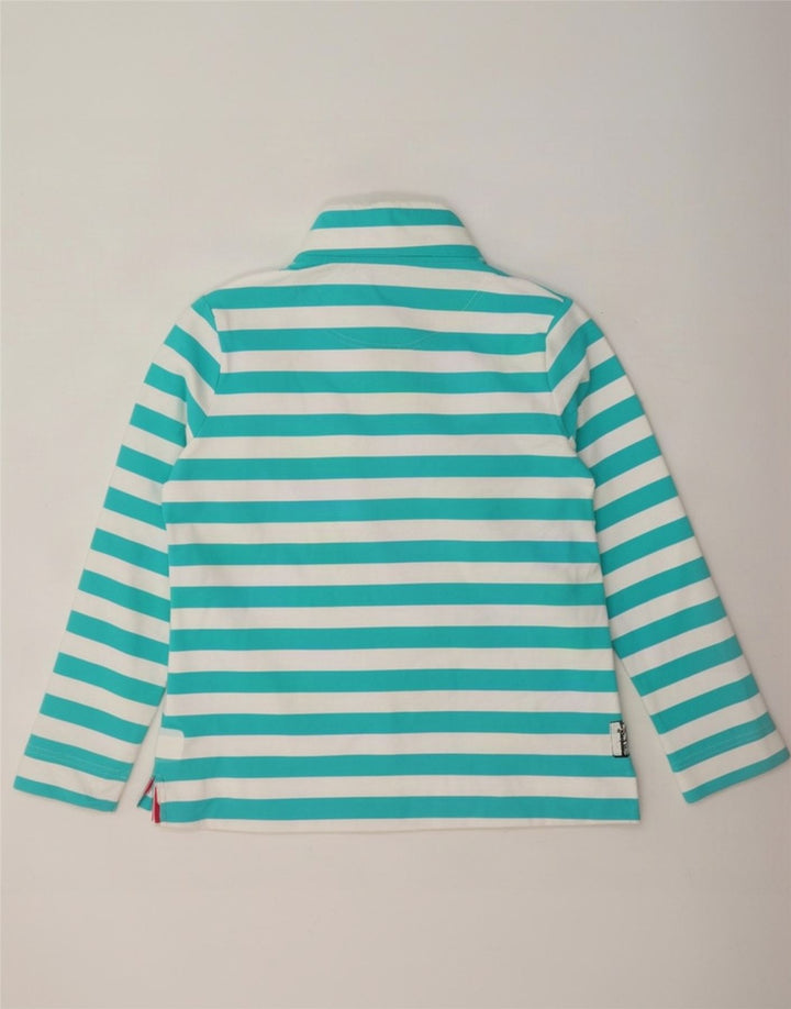 Joules Felpa da Donna con Collo a Bottone, Maglione UK 16, Grande, a Righe Turchesi