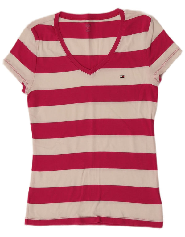 T-shirt da donna Tommy Hilfiger Top UK 12 a righe rosa medio