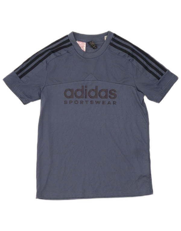 Maglietta grafica da ragazzo Adidas Top 11-12 anni in poliestere blu navy