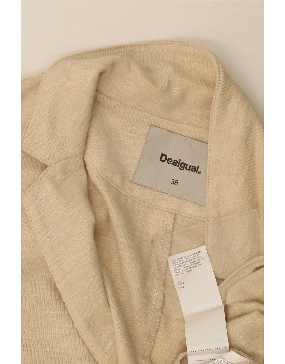 Giacca blazer aperta da donna Desigual EU 38 cotone screziato beige medio