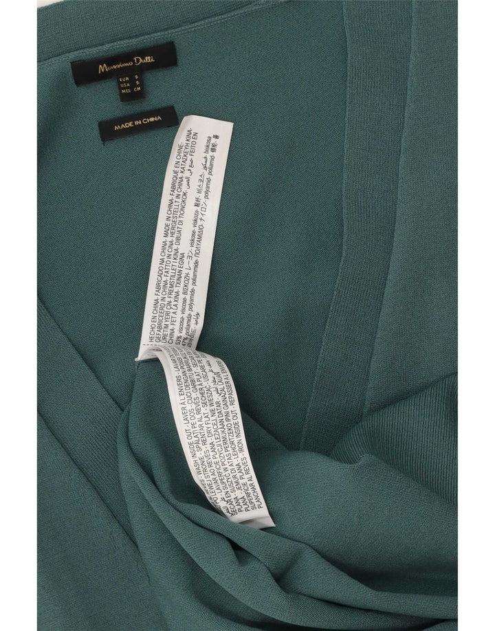 Massimo Dutti Maglione cardigan oversize da donna UK 10 piccolo viscosa verde