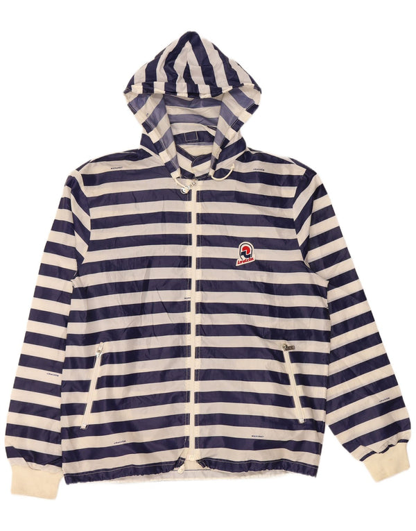 INVICTA Giacca antipioggia da uomo con cappuccio UK 40 Grande poliestere a righe blu navy