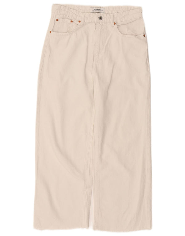 Jeans corti a vita alta da donna Zara EU 36 XS W26 L22 Bianco