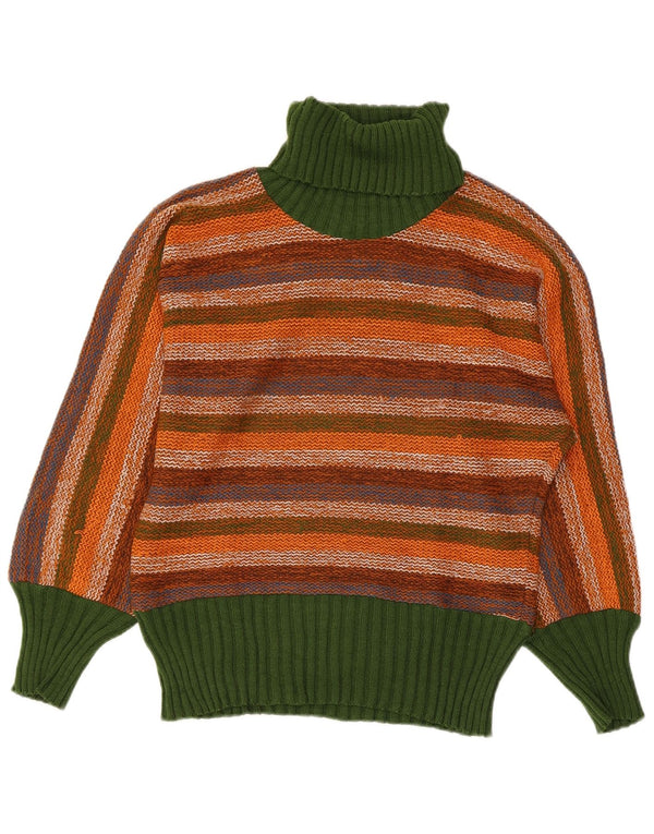 Maglione vintage da donna con collo alto IT 44 a righe multicolori medie