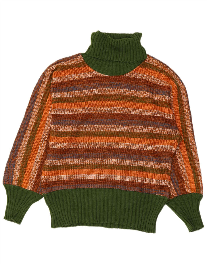 Maglione vintage da donna con collo alto IT 44 a righe multicolori medie