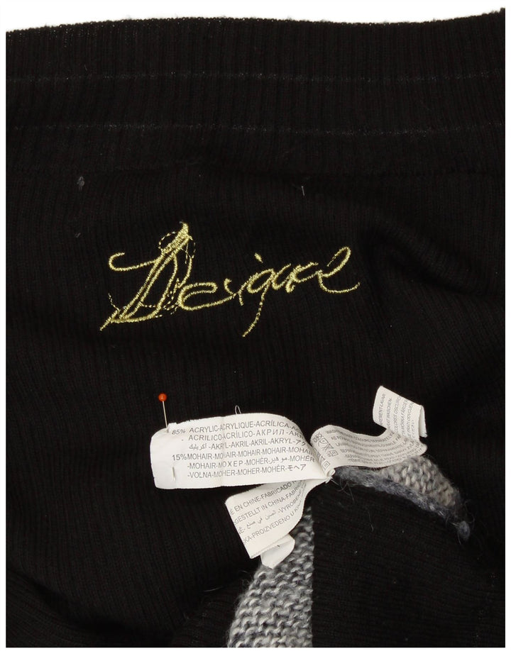 DESIGUAL Donna Maglione con scollo a barchetta Maglione UK 12 Medio Nero Colorato