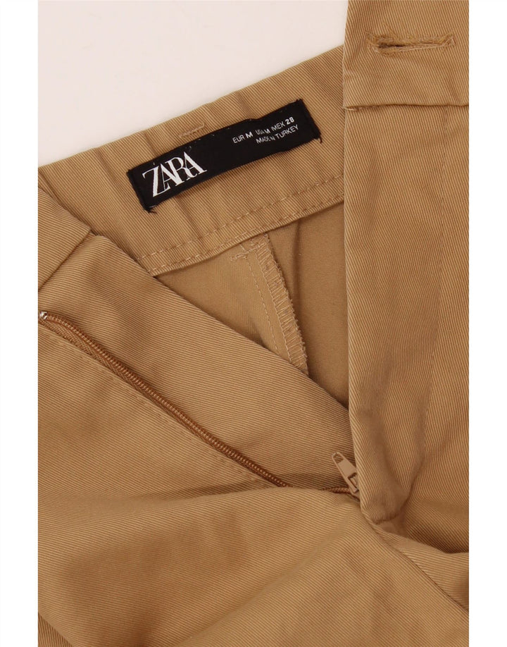Pantaloni Chino a Gamba Larga da Donna ZARA Medi W30 L26 Beige