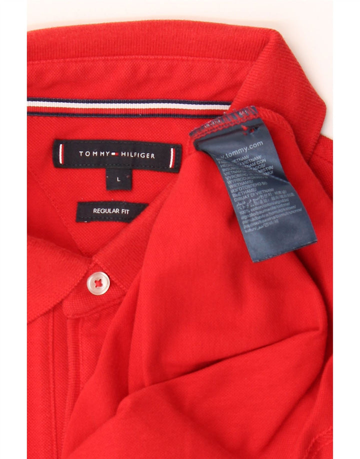 Polo da uomo con vestibilità regolare grafica Tommy Hilfiger grande in cotone rosso