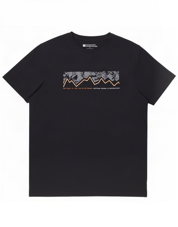 T-shirt grafica da uomo di Mountain Warehouse Top medio blu navy in cotone