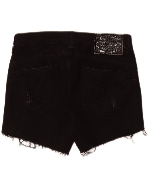 FIORUCCI Womens Distressed Denim Shorts W30 Medium  Black Cotton