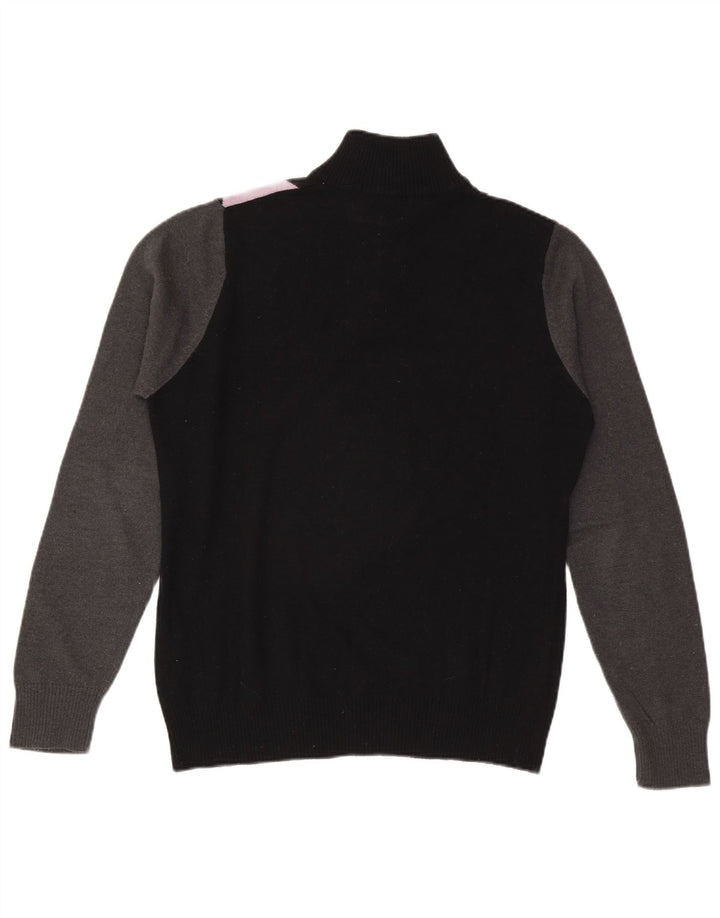 Sergio Tacchini Maglione da uomo con zip e collo, medio nero, a rombi/diamante