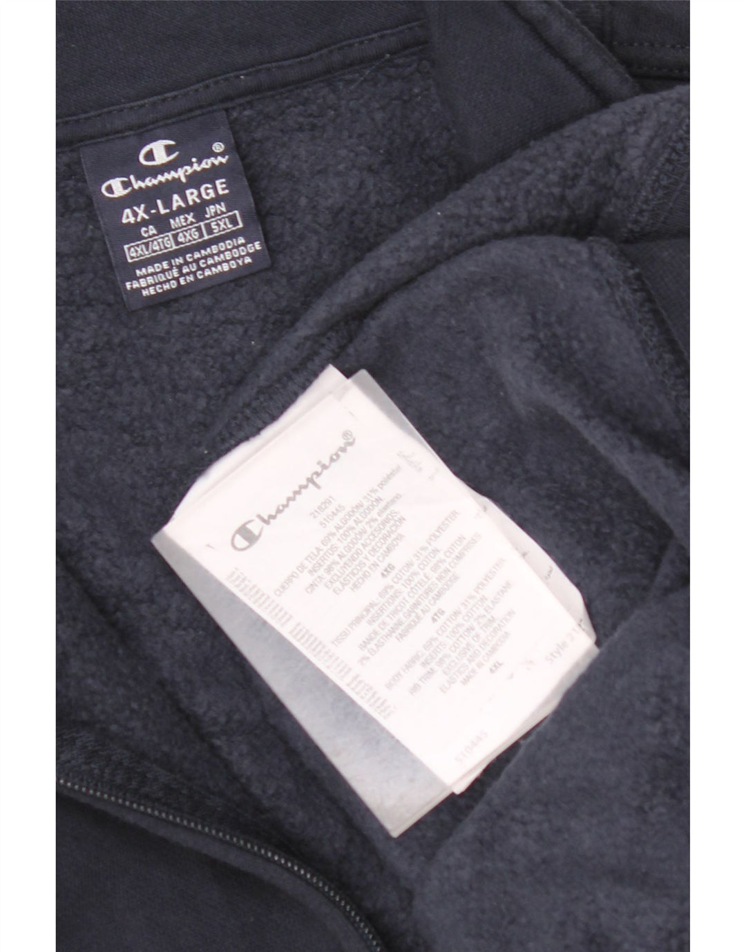 CHAMPION Felpa con collo con zip da uomo Maglione 4XL Cotone blu navy