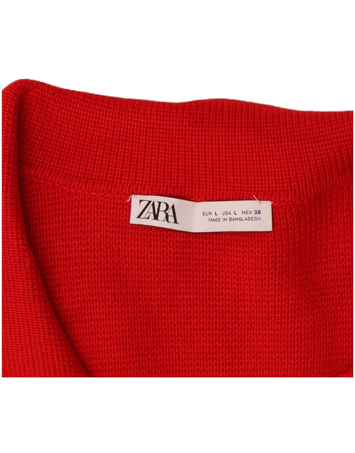 Maglione cardigan da donna Zara UK 16 grande viscosa rossa