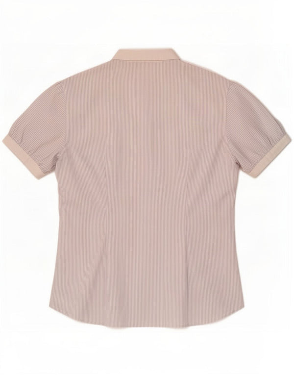 Camicia a maniche corte da donna Benetton UK 16 grande gessato bianco