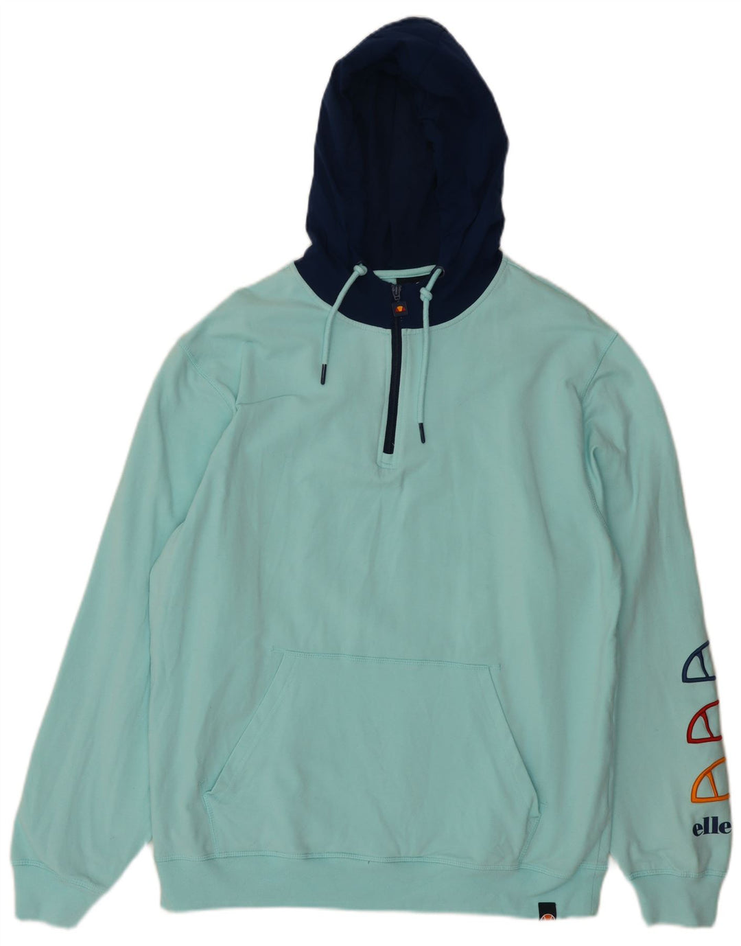 ELLESSE Felpa con cappuccio grafica da uomo XL Cotone color block turchese