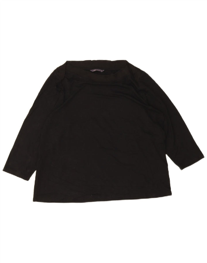 Marks & Spencer Top da donna manica 3/4 UK 18 XL viscosa nera