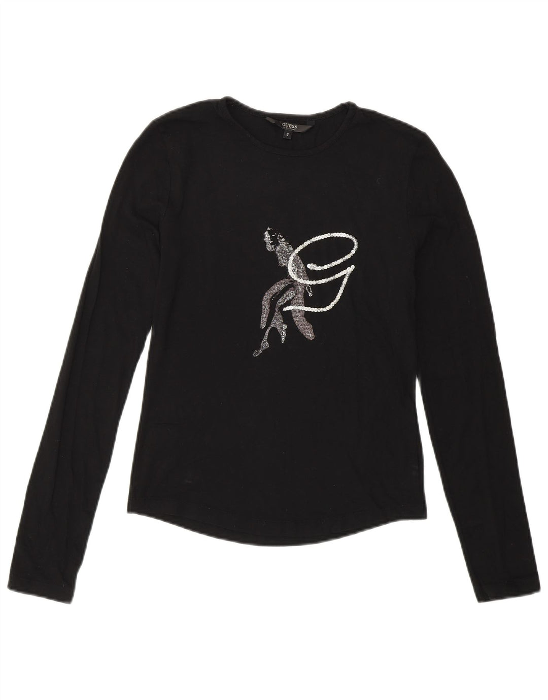 Guess By Marciano Top grafico da donna a maniche lunghe Taglia 3 XS Nero